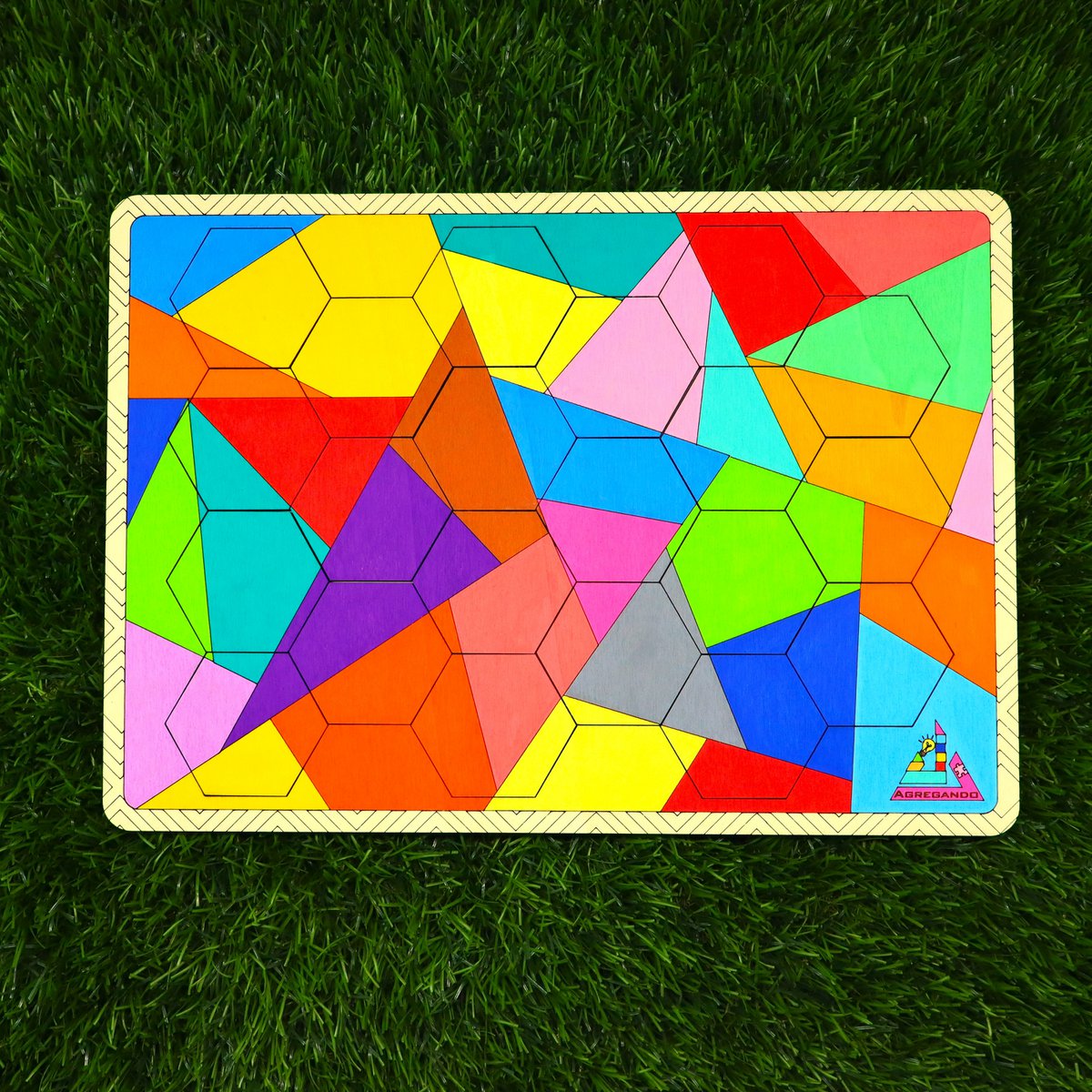 Colorful Hexagon Wooden Puzzle • Brain Teaser Game • Logic and Spatial Thinking Toy • Modern Home Decor • Educational Gift for Kids & Adults