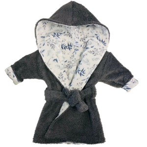 Bathrobe | Terry cloth | Botanical branches Anthracite