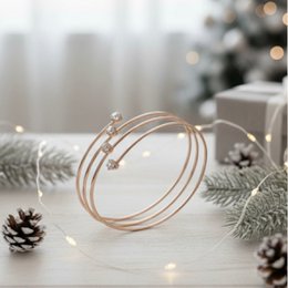 Lunéa - Bracelet rigide avec zircons cubiques plaqué or rose 18 carats