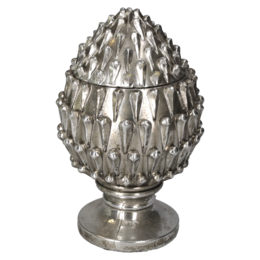 Silver resin pine cone H25 D15