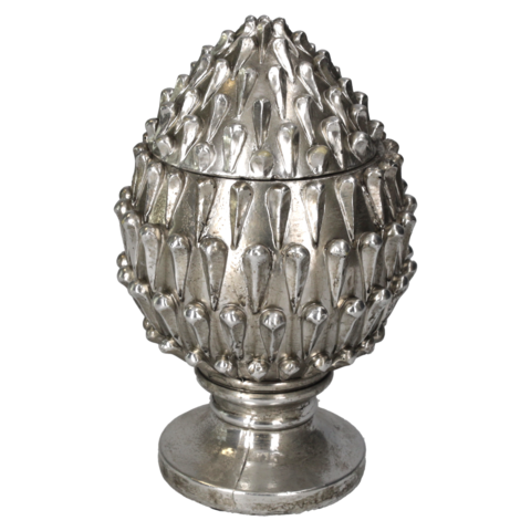 Silver resin pine cone H25 D15