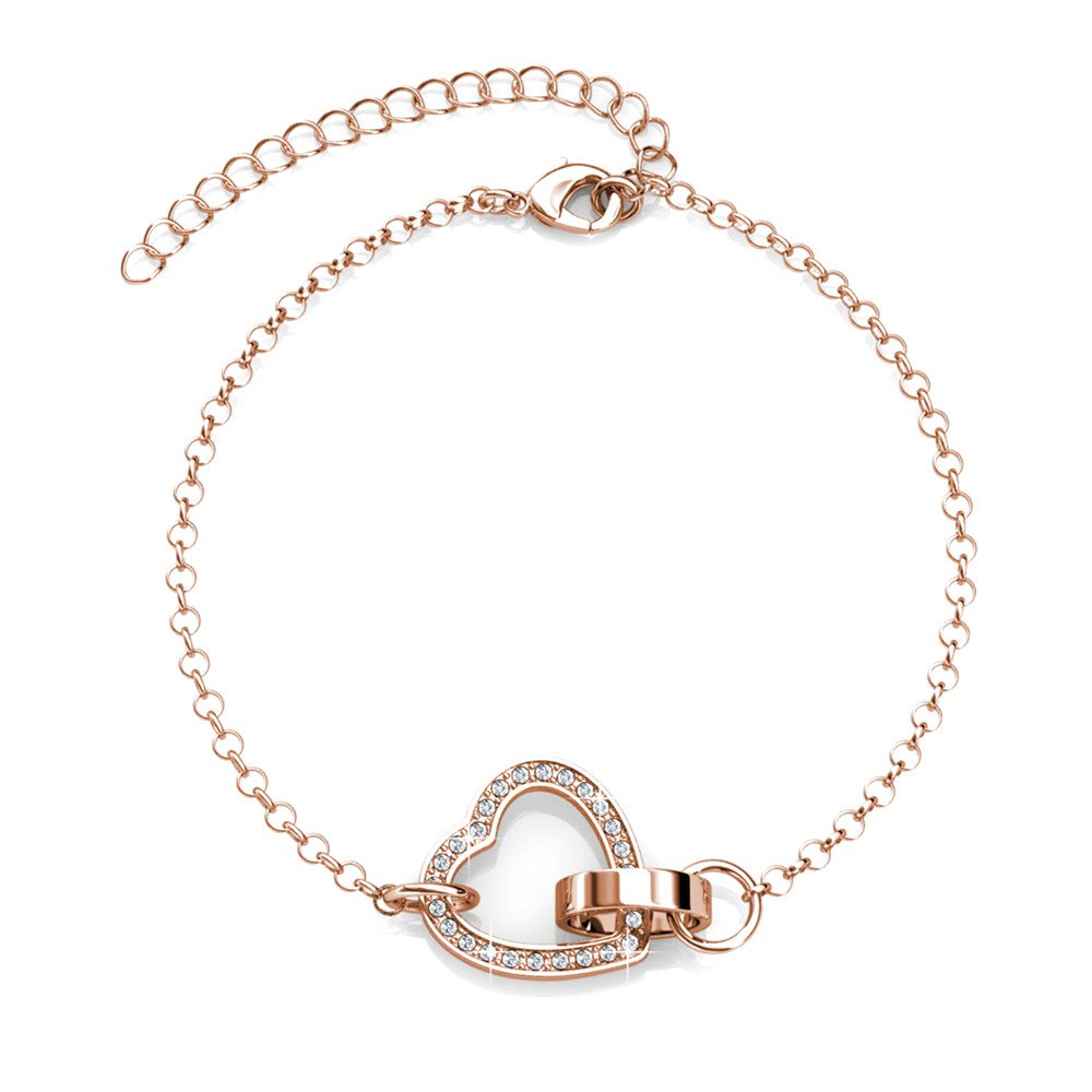 Armbånd Låst Hjerte - Eller Rosé et Cristal