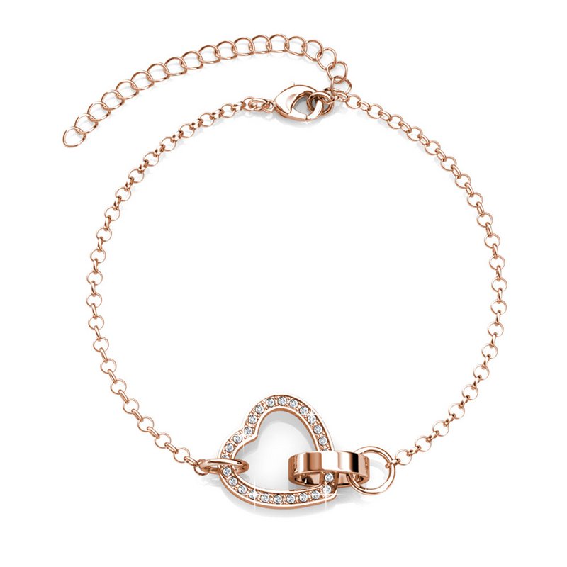 Armbånd Låst Hjerte - Eller Rosé et Cristal