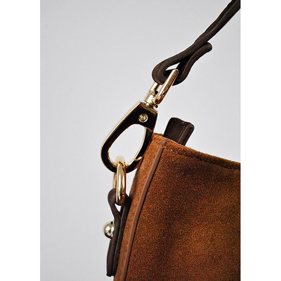 BOHO IBIZA BAG - Coral Ivory shoulder strap (70cm) + Suede bag (Cognac)