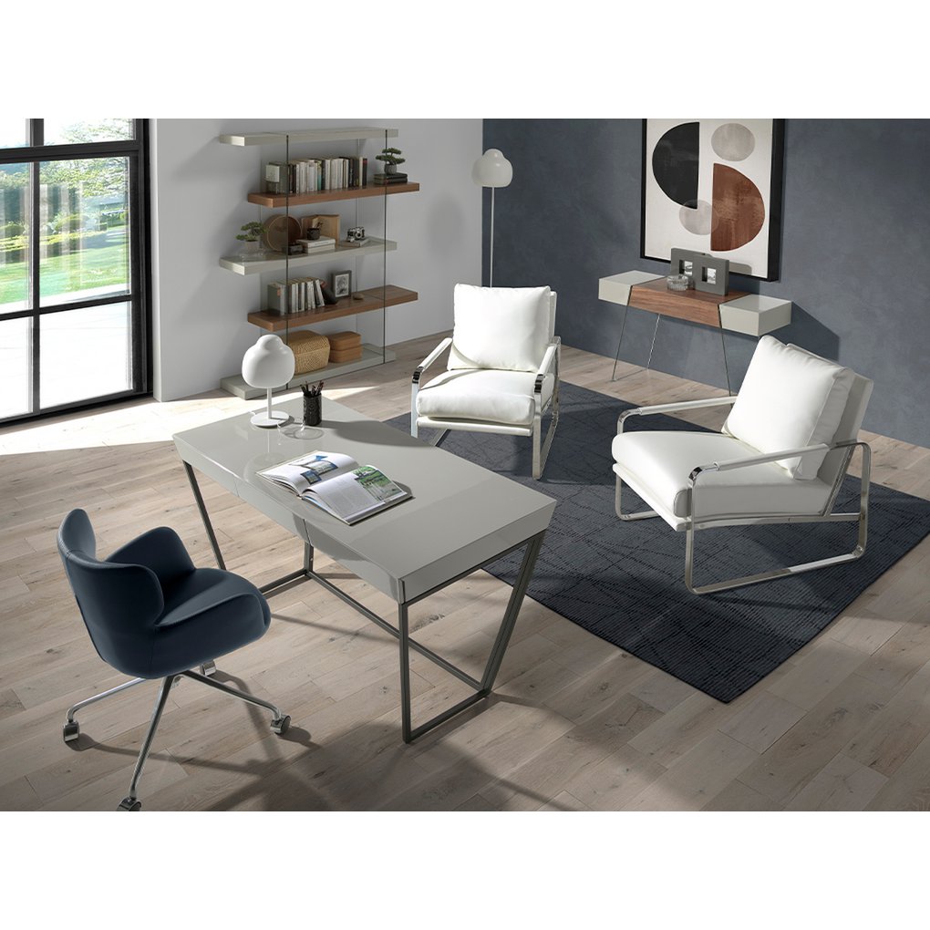 Blue leatherette swivel office chair 4110