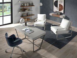 Blauer Bürodrehstuhl aus Kunstleder 4110