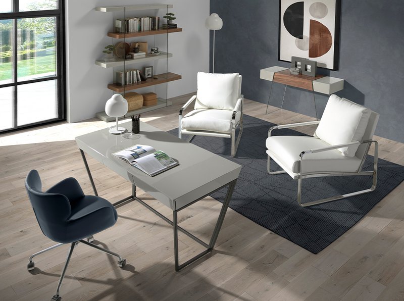 Blauer Bürodrehstuhl aus Kunstleder 4110