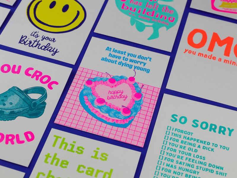 Riso print Vintage kage tillykke med fødselsdagen