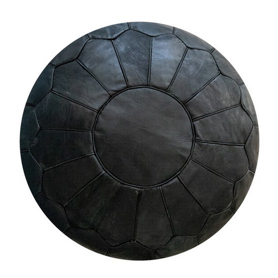 Puf de cuero - negro (XL)