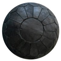 Leren poef - zwart (XL)