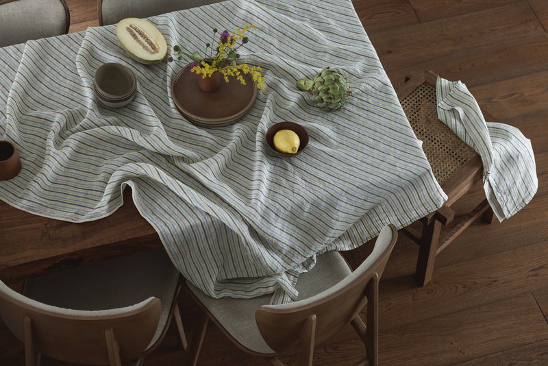 100% hør dug (250x145 cm) lilla striber