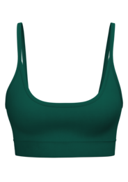 A women's bustier top in various colors including dark green, charcoal gray, and light pink. The bustier features a scoop neckline and is made of a stretchy, form-fitting material.