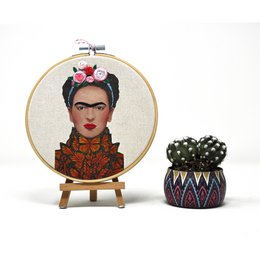 Frida Inspired – Embroidered Portrait Wall Art Set 15cm (3 pieces)
