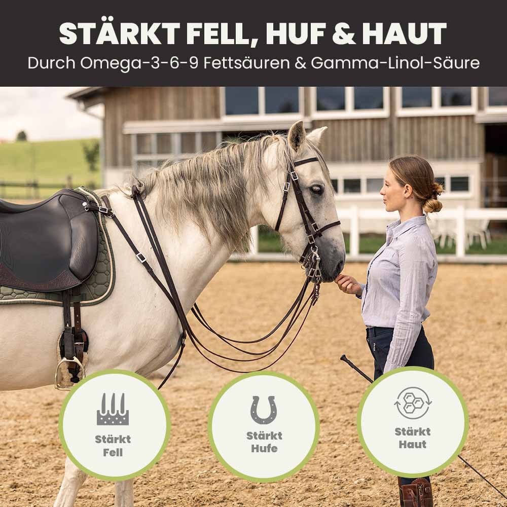 PFERDESTARK Premium organic hemp pellets for horses, horse feed, grain-free mineral feed, 5kg bag of hemp press cake