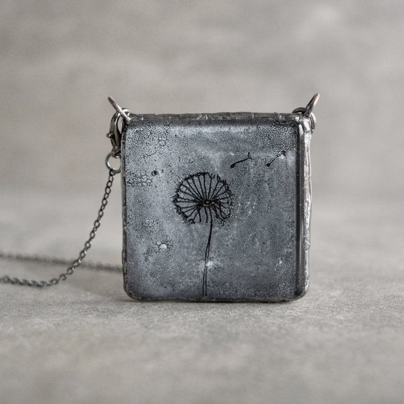 Collana di tarassaco, gioielli divertenti, vetro dipinto a mano
