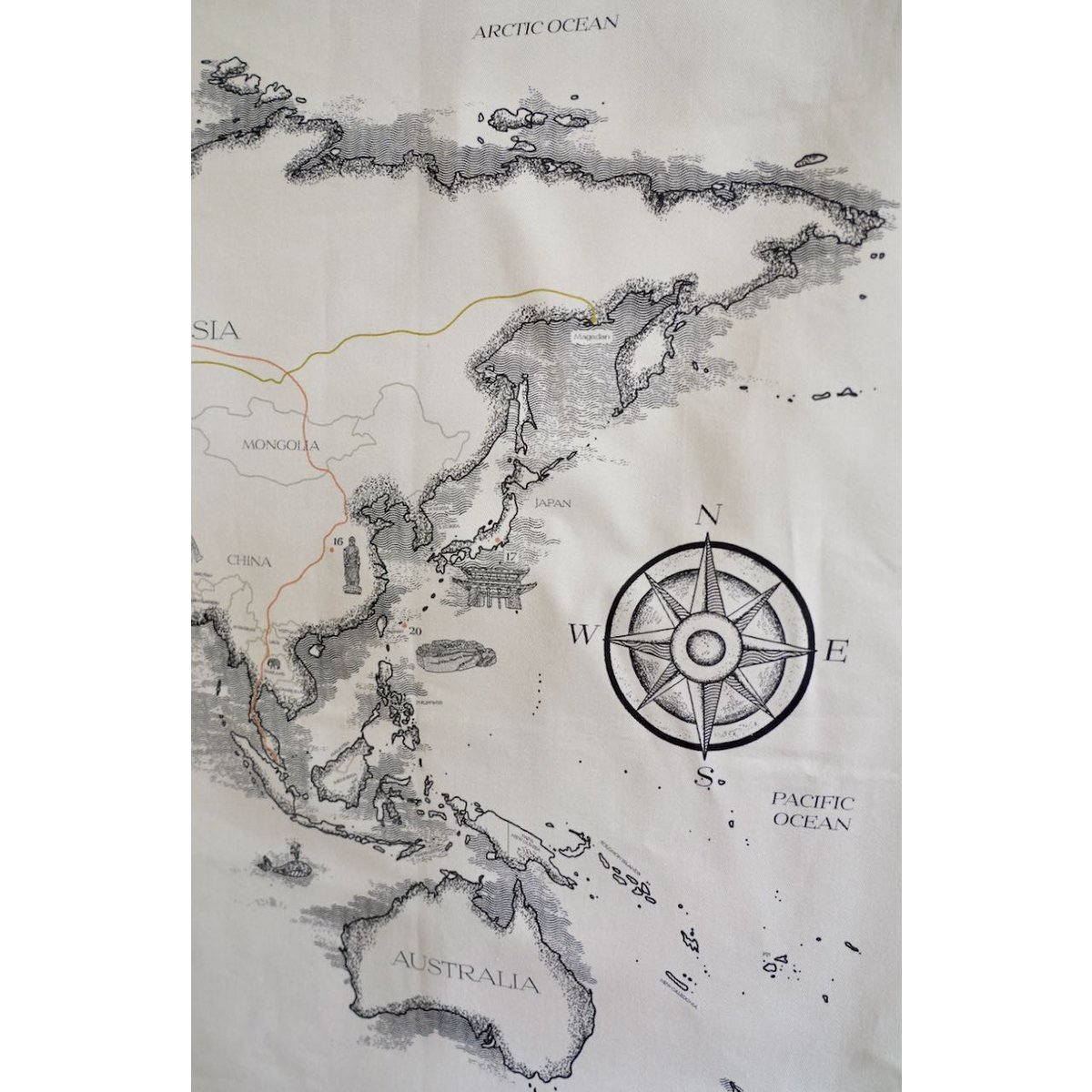 Cotton world map for children "Civilisational achievements"