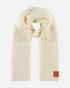 Jelle │ Soft Knit Ribbed Scarf With Leather Accent
