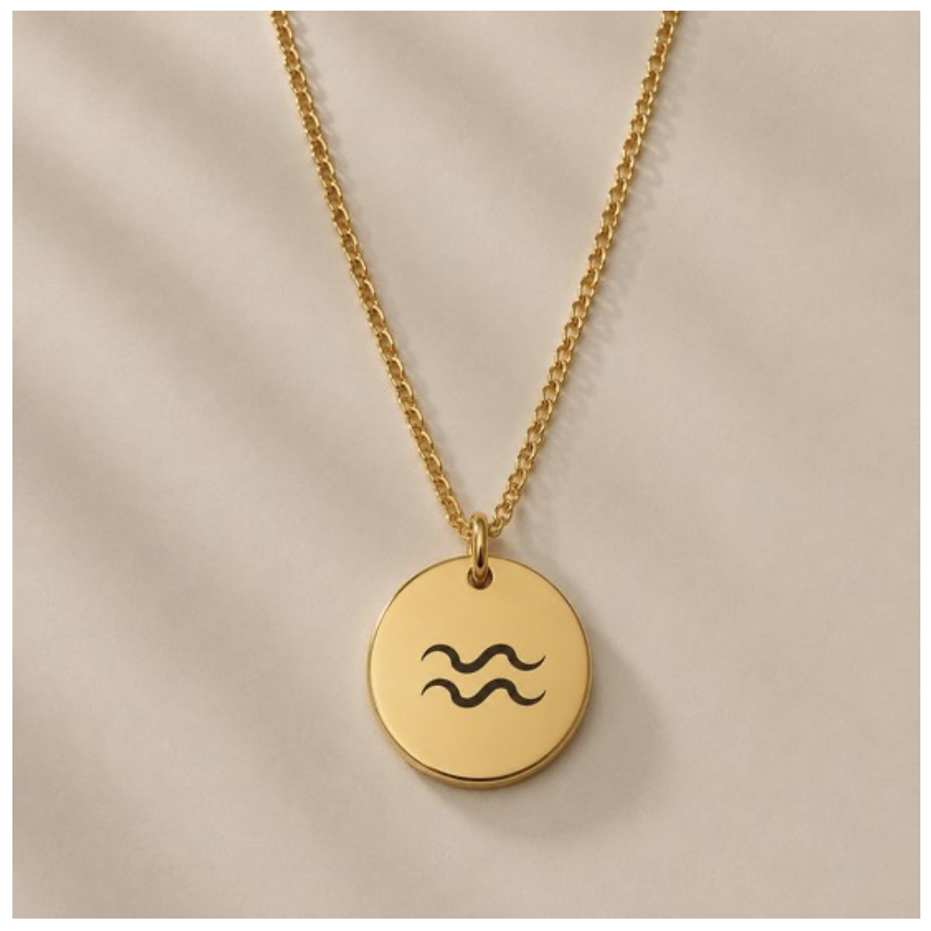 Zodiac Sign Necklace Gold Aquarius / Aquarius