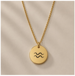 Zodiac Sign Necklace Gold Aquarius / Aquarius