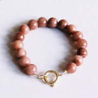 Natural stone beaded bracelet XL - mocha