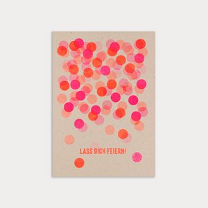 Postkarte / Konfetti / Lass dich feiern! / Risographie