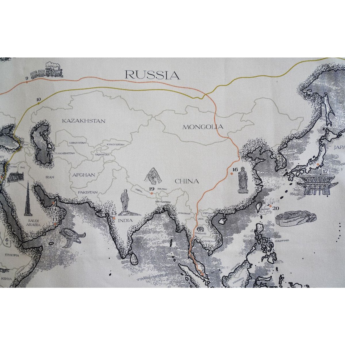 Cotton world map for children "Civilisational achievements"