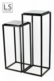 LS Collection® - Plant Table - Base - Kolonne - Plante -søjle - Sort - Søjle - Med butik - Plante Sesteut - 100x35x35cm - Piedestal - Tung - Robust - Plantestand indeni