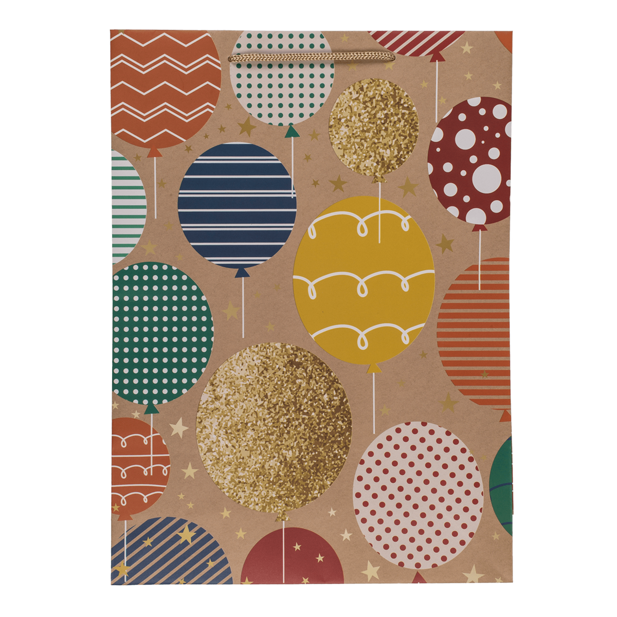 Paper gift bag, ballooons & candles,