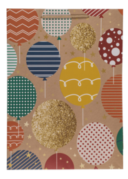 Paper gift bag, ballooons & candles,