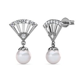 Ingride Pearl Earrings - Silver and Crystal
