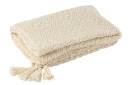 J-Line plaid Kwasten - katoen - creme - 180 x 130 cm