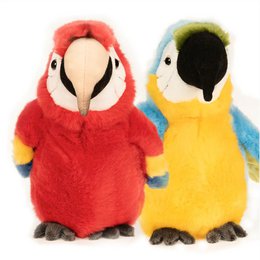 Parrots couple plush blue and red