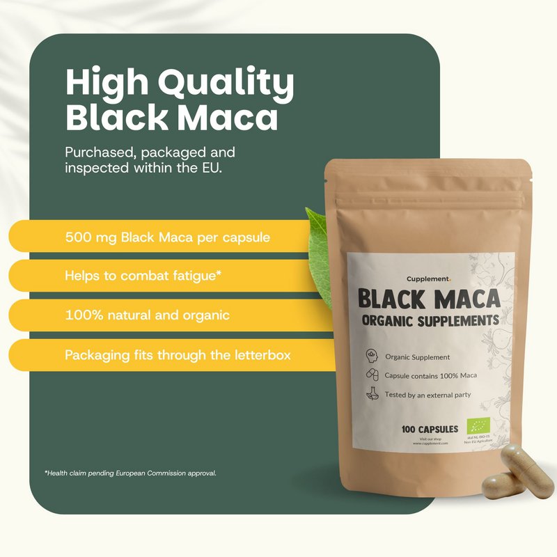 Sorte Maca Kapsler 500mg Økologisk - 100 Kapsler