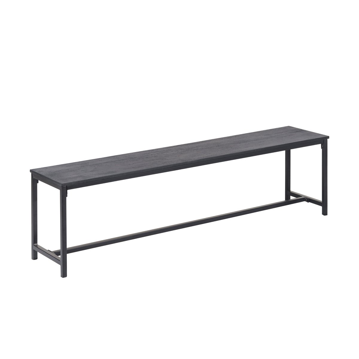 Brushed Charcoal Metal & Black Mango Wood Bench – Modern Industrial Design