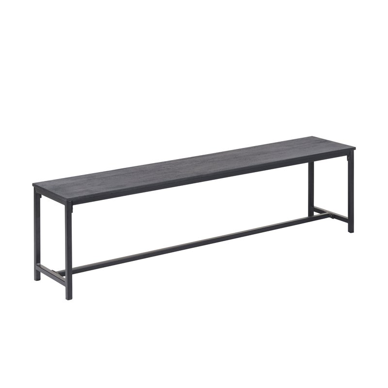 Brushed Charcoal Metal & Black Mango Wood Bench – Modern Industrial Design