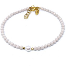 Pulsera circonitas cuentas redondas perla de agua dulce