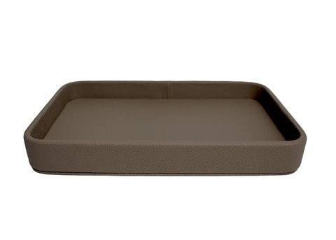 Tablet rechthoekige afgeronde rand van het bruine synthetische leer voor decoratie