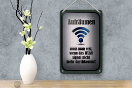Panneau en étain indiquant 12x18 cm, nettoyez lorsque le WiFi n'est pas sur la décoration