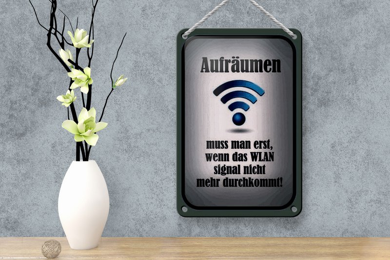 Panneau en étain indiquant 12x18 cm, nettoyez lorsque le WiFi n'est pas sur la décoration