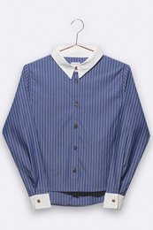 Eva blouse in donkerblauw/witte strepen voor dames