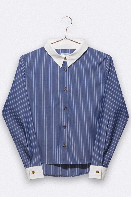 Eva blouse in donkerblauw/witte strepen voor dames