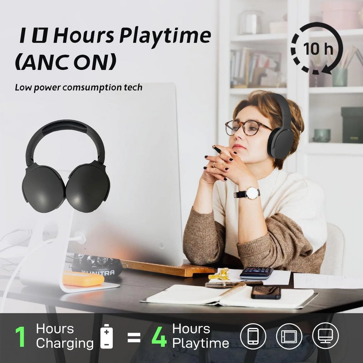 %23P2961 Drahtloser Bluetooth 5.3-Kopfhörer über dem Ohr, HiFi-Stereo-Headset True Sports mit Kopfhörern, TF/AUX-Musikplayer mit HD-Mikrofon