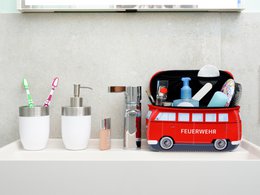 Volkswagen VW T1 Bus 3D Borsa universale in neoprene - Piccola - Feuerwehr/Camion dei pompieri/Rosso