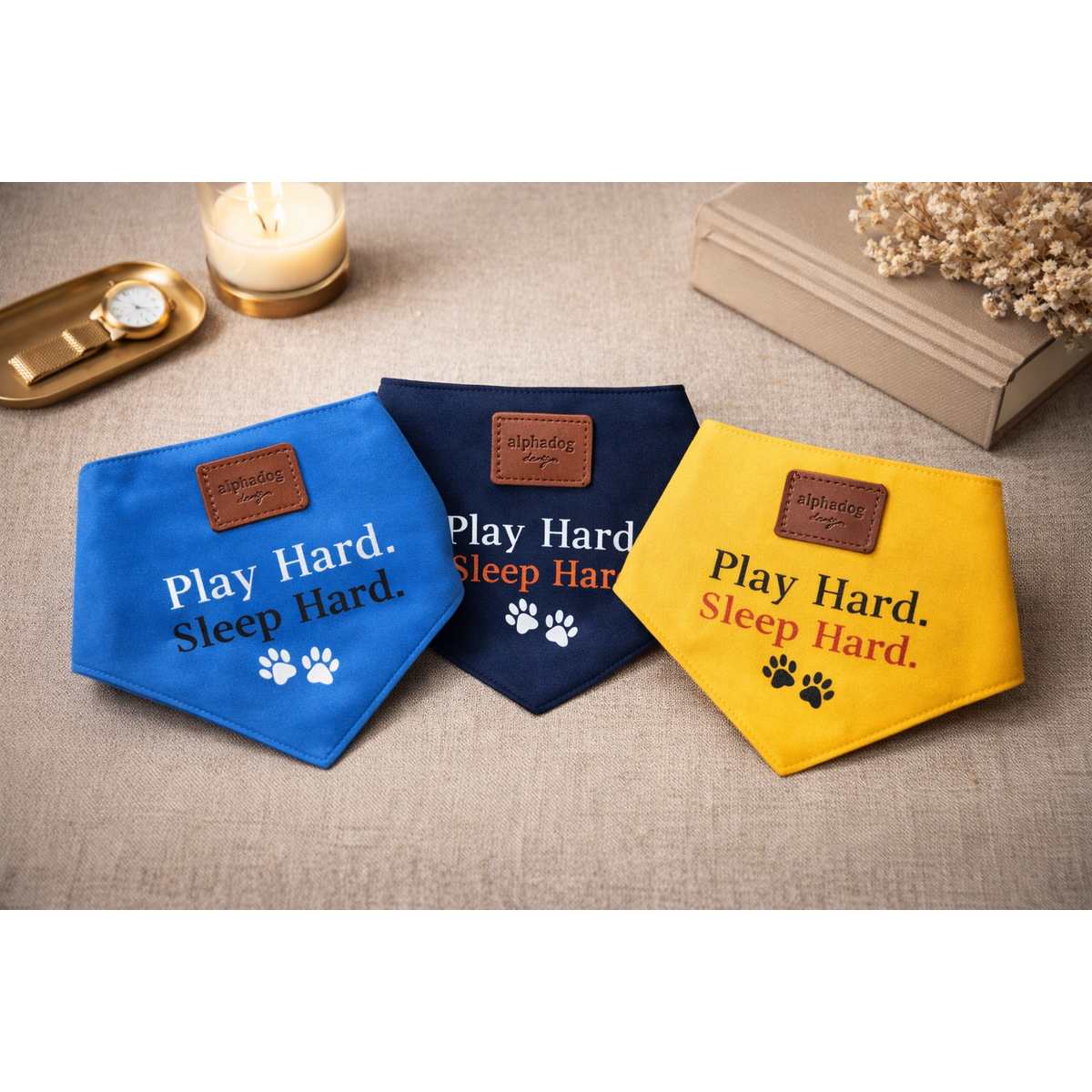 Kolekcja bawełnianych bandan dla psów Alpha „Play Hard” Play Denim