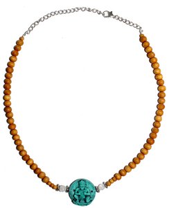 Chocker sandalwood -Turquoise Hanuman