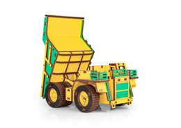 Eco Wood Art (EWA) 3D-Puzzle aus mechanischem Holz, Bergbau-Muldenkipper Belaz-7513E, 4219, Farbe Gelb und Grün, 17 x 10 x 9 cm