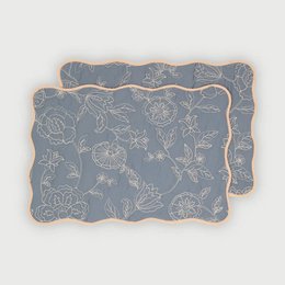 Table Mat | Rosabelle Chintz Azure Scallop Mats-Set of 2 by Sanctuary Living
