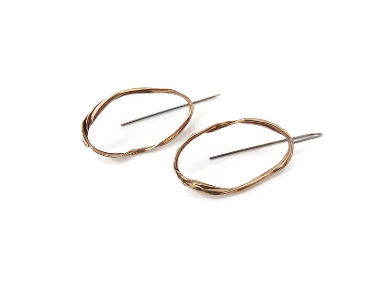 Pendientes colgantes de bronce oxidado – Escultórico orgánico