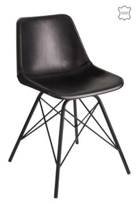 J-Line Stuhl Loft - Leder/Metall - Schwarz