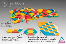 Geometric laying tiles Pattern Blocks (250 pieces) | RE-Wood® Mandala Symmetry